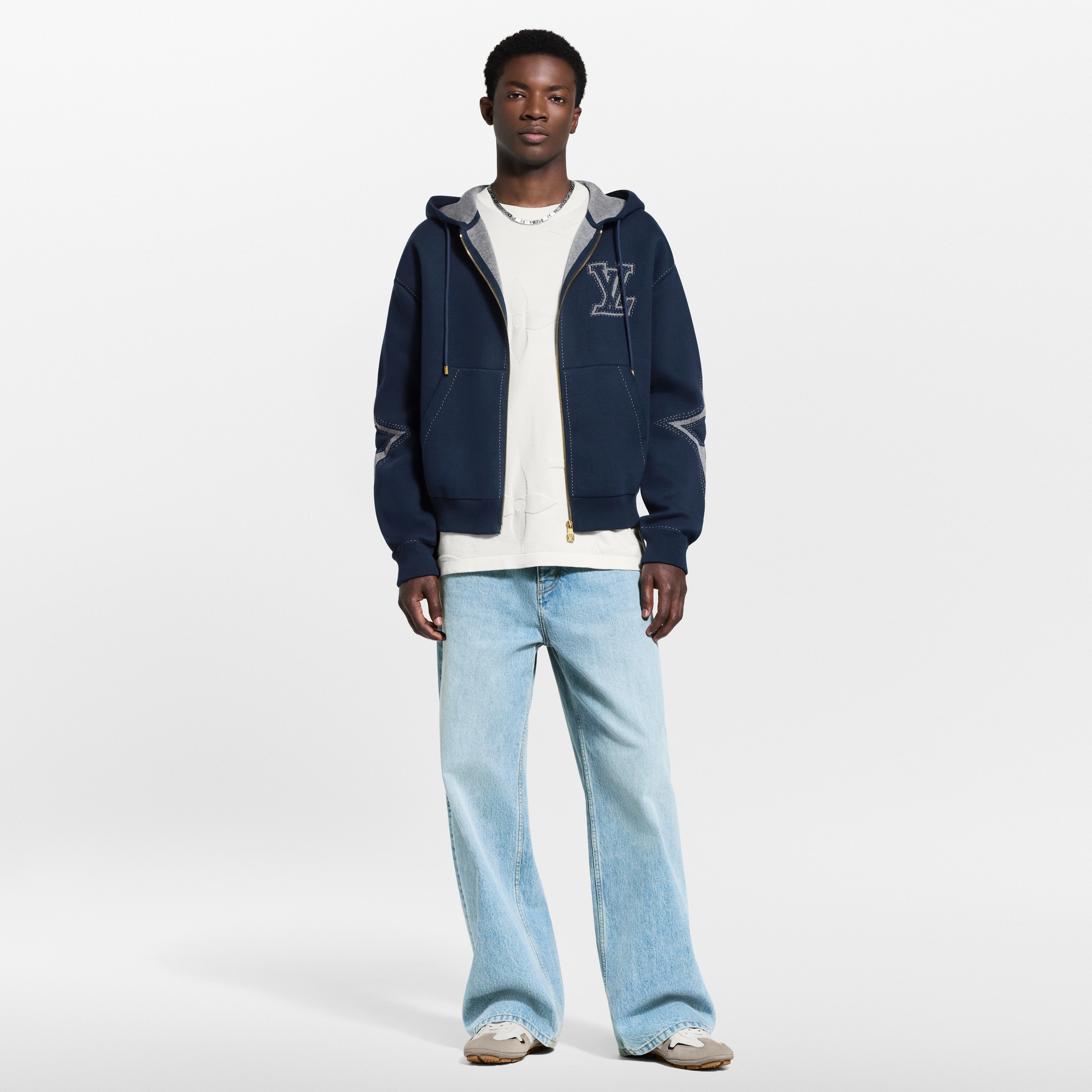 Louis Vuitton ★コットンフーディ★完売品★ グラフィックインターシャ ジップコットンフーディ ジップアップ